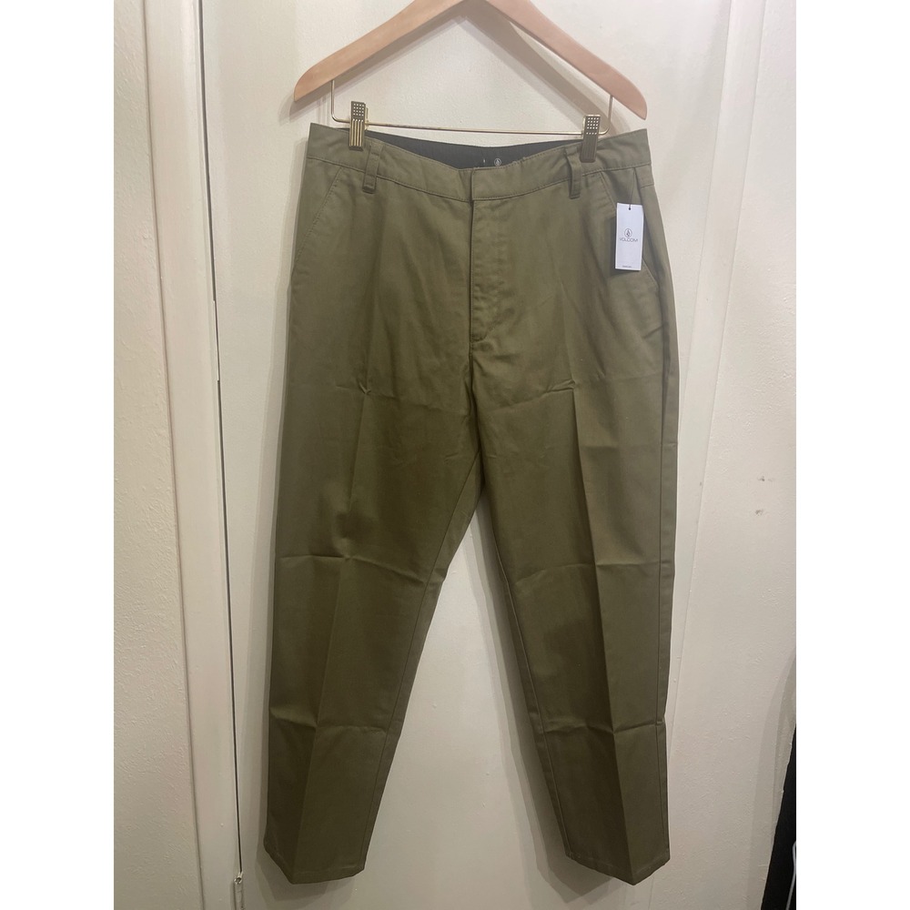 Volcom So Chickie Highrise Womens Modern Fit Chino Pants Olive Green waist 30